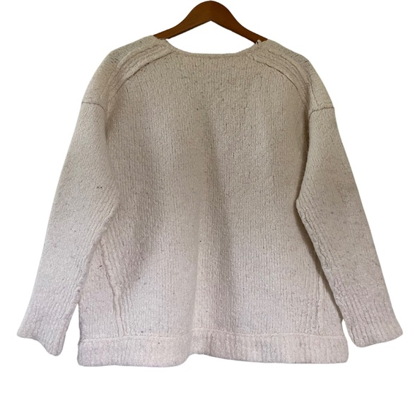 Free People Ivory Lofty Boucle Slouchy Alpaca Blend Sweater Women’s M - Picture 2 of 12